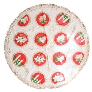 Vintage Kitschy Round Christmas Tree Skirt Christmas Tree / Plastic